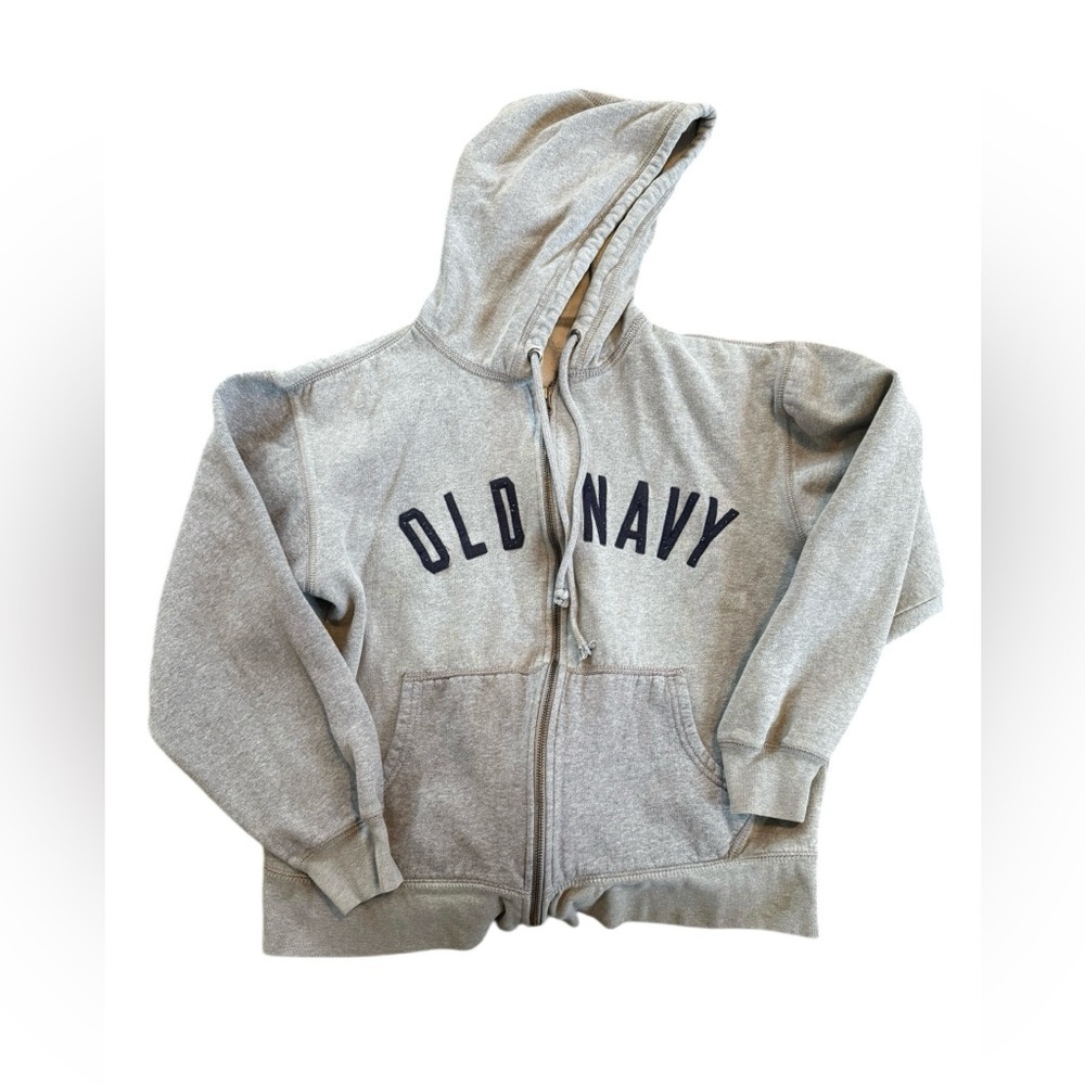 Vintage Unisex Old Navy gray zip up hoodie with kangaroo pockets Size Medium